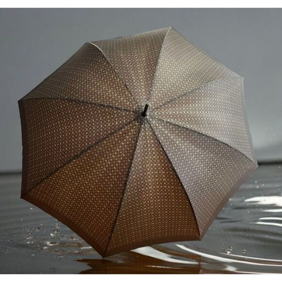 Authentic Louis Vuitton Monogram Logo LV Parasol Umbrella, Wood Handle READ - Picture 1 of 14